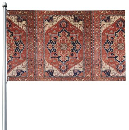 Drapeau marocain bohème antique oriental vintage 90 x 150 cm - Comprend 1 drapeau (mât inclus) pour jardin extérieur