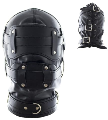 BDSM Maske mit Knebel Verstellbar Latex Maske Männer Frauen Selfbondage