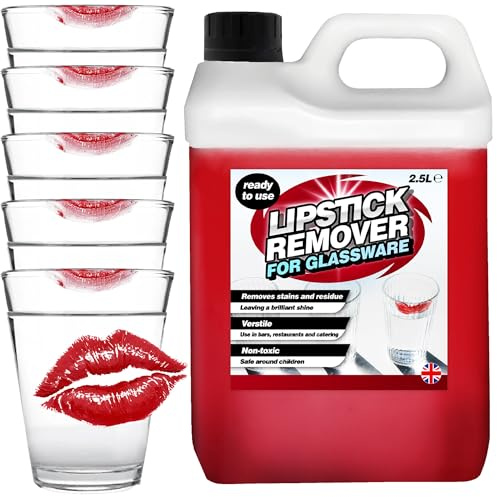 2.5 Litre Lipstick Remover Ready To Use Liquid Formula | For Glassware Ideal For Restaurants, Bars & Catering Use