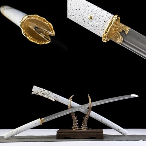 LQSLFsword Ghost of Yōtei Sword，Katana, schärfer, hochmanganistahl geschmiedet, Geeignet für Sammlung (Weiß)