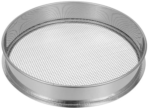 FONDOTIN Edelstahl Gartensieb Rundes Bodensieb Feines Maschensieb Kompost Sieb Sand Sifter Für Gartenarbeit und Bodenproben Effiziente Trennung von Erde Kies und Sand Portable Gartensieb
