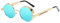 BOZEVON Punk Runde Sonnenbrille - Klassische Metall Radfahren Retro Sonnenbrille für Damen & Herren Gold-Blau
