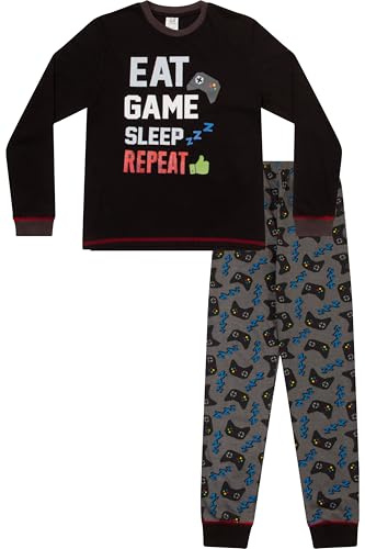 ThePyjamaFactory Boys Eat Game Sleep Controller Long Pyjama Set Kids Gaming Pyjamas 8 to 16 Years