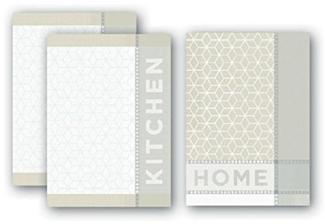 Dyckhoff Geschirrtücher Geschirrtuch 3er Set 100% Baumwolle Aufdruck Kitchen und Home • mehrere Farben zur Auswahl • Jacquard Kitchen (braun)