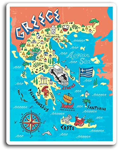 DestinationVinyl 2 x 10 cm Griechenland Santorini Kreta Vinyl-Aufkleber - Aufkleber Laptop Gepäck # 19440 (10 cm groß)