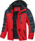 GEMYSE Herren Wasserdichte Berg-Skijacke Winddichte Fleece Outdoor-Winterjacke mit Kapuze (Rotgrau,M)