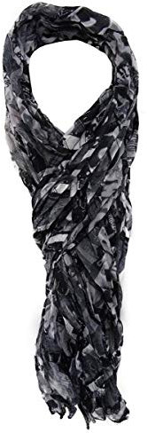 TigerTie Chiffon Schal in anthrazit grau schwarz silber gemustert Gr. 180 x 50 cm