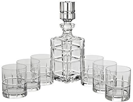 CRISTALICA Whiskyset Square Geschenkset Brandy 7-TLG.. Karaffe + 6 Gläser Bleikristallglas