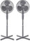 Schallen 2 x 16 Electric Modern Oscillating Floor Standing Tall Pedestal Air Cooling Fan (Grey)