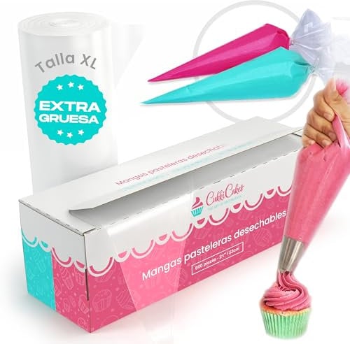 CukkiCakes 600pcs 21'' Large Disposable Piping Bags - Icing Bags 100% Recyclable - Pastry bag with Extra Thick Layer (0.08mm) for Cake Decoration