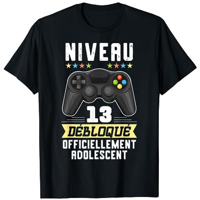Cadeau Garçon 13 ans Anniversaire Gamer Niveau 13 Adolescent T-Shirt