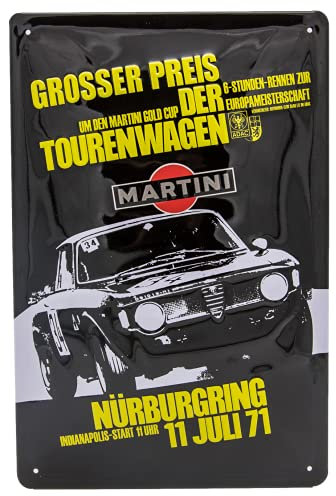 Plaque en tôle rétro de 30 x 20 cm - Convient pour les fans de voitures de tourisme Alfa Romeo - Atelier décoratif - Garage - Plaque de voiture - Tôle d'acier gaufrée