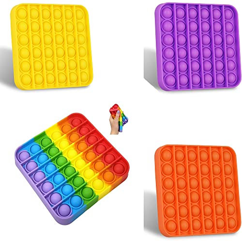 KUNSTIFY 4X Pop IT Fidget Toy Antistress Spielzeug für Erwachsene Kinder Popit Figetttoys Fidget Toys pop it Set Fidget Toy Set pop it Fidget Toy Popet Poppet popit poppit Push pop (Quadrat Set)
