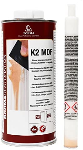 Holzmasse 2K mit Härter fein 820ml Kartusche Weiss - 50