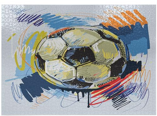 ABAKUHAUS Fußball Puzzle, Bunte Detaillierte, Heirloom-Qualität lustige Aktivität für die Familie langlebiger Karton, 1000 Stücke, Mehrfarbig
