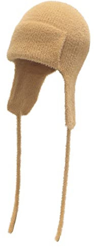 ZLYC Damen Winter Fliegermütze Trappermütze Strickmütze Beanie Warme Ski Mütze(Einfaches Hellbraun)