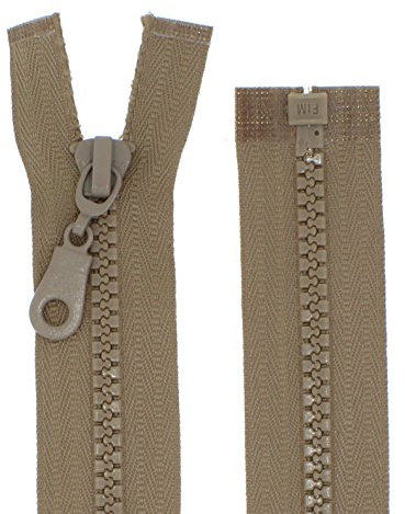 Reißverschlüsse Kunststoff Plastik Reißverschluss grob 5mm teilbar (30 cm, hellbraun)