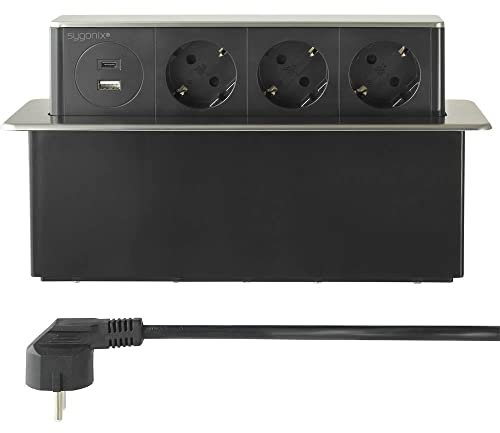sygonix SY-4780158 Einbau-Steckdosenleiste Edelstahl, Schwarz Schutzkontakt 1 St.
