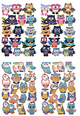 Oblique Unique® Eulen Aufkleber Set 62 Uhu Sticker für Kinder Geburtstag zum Spielen Basteln Scrapbooking Kinderaufkleber für Jungs und Mädchen
