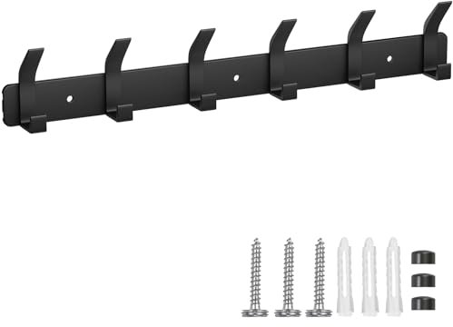 Eucomir Appendiabiti da Parete, Appendiabiti da Muro con 6 ganci, Attaccapanni da Muro Moderno, Appendiabiti da Muro per Cucina, Camera da Letto, Ufficio, Nero