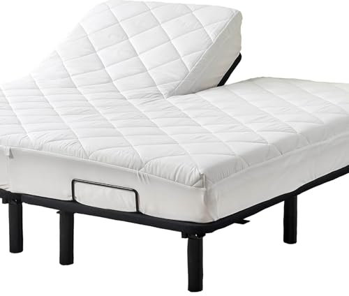 Kingnex Matratzentopper Split Top King Matratzenauflage für verstellbares Bett mit oberem Flex, Flauschiger Matratzenbezug, Gesteppte Matratzenauflage mit elastischer Tasche, 32-34 Split vom Kopf