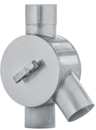 zbs24 Zink Wasserverteiler mit Drehgriff 87mm Regenwasserverteiler aus Titan-Zink für Fallrohre Wasserweiche, Einfach von rechts auf links umbaubar