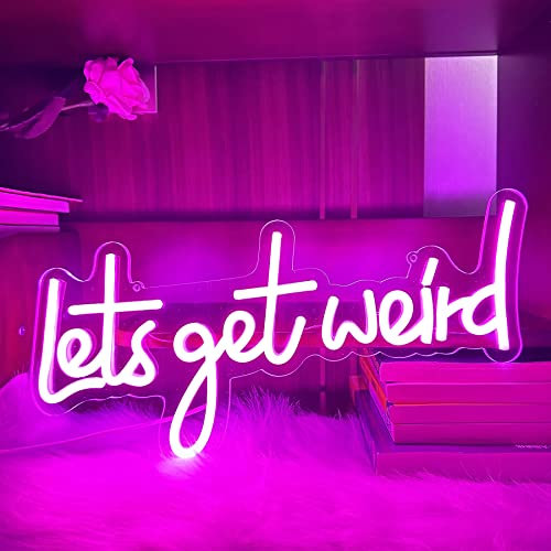 Let's Get Weird Neonschild mit USB Ladeanschluss und dimmbarem Schalter hängende rosa Neonschilder Nachtlampen für Wandhintergrund Raumästhetische Dekoration 41*20CM