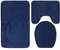 3 Teiliges Ombre Badezimmerteppich Set, Weich und Bequem, Memory Schaum Badematten Set, Selbstanpassendes Gummiband, Rutschfester Kontur Badeteppich für Schlafzimmer, Toilette, Boden(Navy blau)