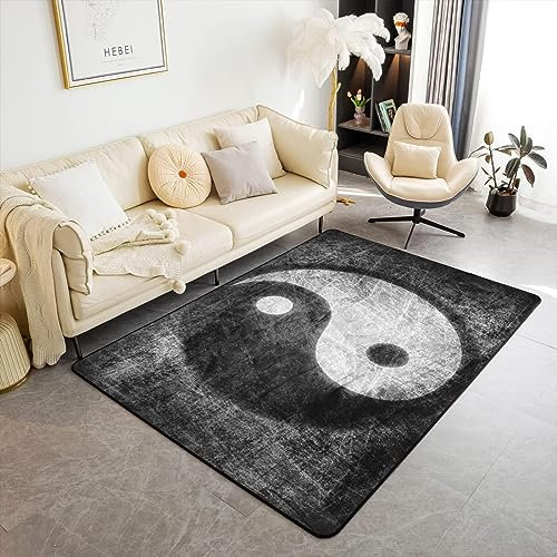 Buohwiwe 3D Teppich Yin Und Yang - Modern Schlafzimmer Flanell Teppich Yin Und Yang Wohnzimmer Teppich - Dekoration Carpet rutschfeste Teppiche 120 x 170 cm