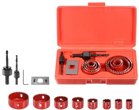 QUARKZMAN 8Stk Lochsäge Set 3/4 - 2-1/2 (19mm-64mm) HSS (Schnellarbeitsstahl) Profi Lochsäge Bohrspitze Kit mit Dorne Sechskant Schlüssel Montage Platte für Metall Holz Plastik Gipsplatte