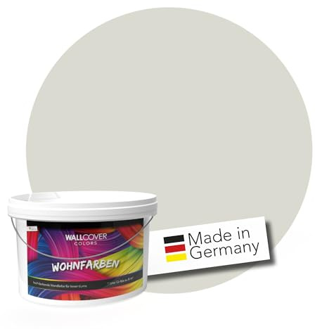 WALLCOVER hochwertige Wandfarbe für Innen | Seidengrau | 2.5L für 20m² | Hochdeckende Innenfarbe Matt (Klasse 1) | Profi Qualität aus Deutschland