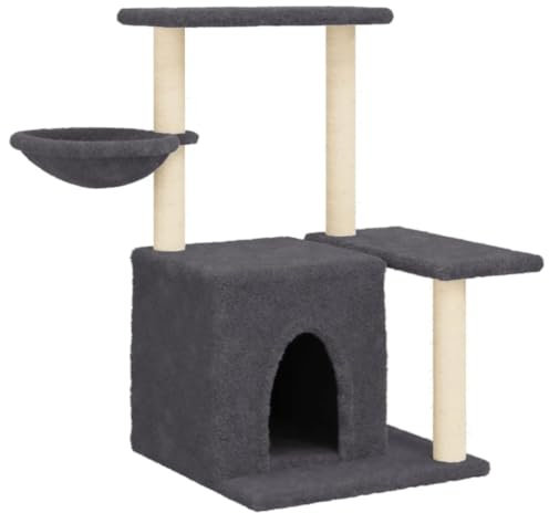 vidaXL Kratzbaum, Katzenkratzbaum mit Sisal-Kratzsäulen, Katzenbaum mit Katzenhöhle Plüsch, Kletterbaum für Katzen, Katzenmöbel, Dunkelgrau 83cm