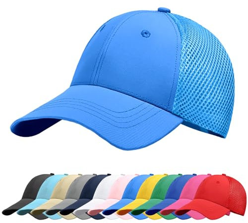 Baynetin Baseball Kappe Unisex Klassisch Verstellbar Atmungsaktive Sportlicher Sonnenschutz Basecap Atmungsaktive Masche Freizeit UV Baseballmütze (Seeblau)