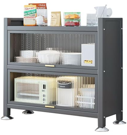 JCSRYD Meuble Rangement Étagères de Rangement de Cuisine, Colonne Four et Micro Onde, Rangement Multifonctionnel pour Épices, Casseroles et Poêles de Four à Micro-Ondes (Color : Gray 3 Layers, Size