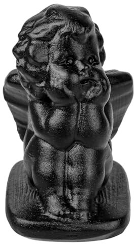 Nupuyai Geschnitzte Obsidian-Baby-Engel-Statue, schwarzer Stein, Schutzengel-Figur, Sammlerstück, Skulptur für Zuhause, Büro, Tischdekoration