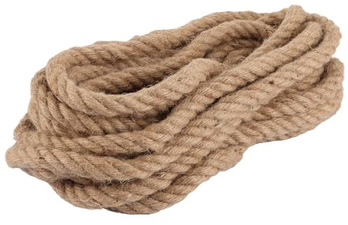 SHUESS Corde en jute naturelle - 20 mm x 12 m - 4 brins - Corde décorative torsadée - Pour jardin, artisanat, décoration, tir à la corde, barrière - Corde de rampe