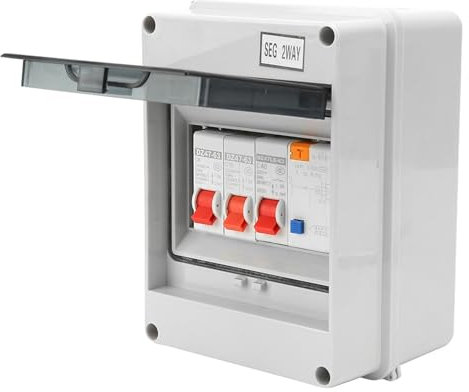 40A 30mA RCD 2MCB 6a16A Verbrauchereinheit mit Schönem Aussehen, Hoher Schaltleistung, IP65-Schutzgehäuse für Garagen, Wohnwagen, Werkstätten