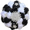Fasksh Handgefertigtes Band Hochzeit Rose Blumen Strass Brautsträuße Perle Brautstrauß (Farbe: 18 cm schwarz weiß)