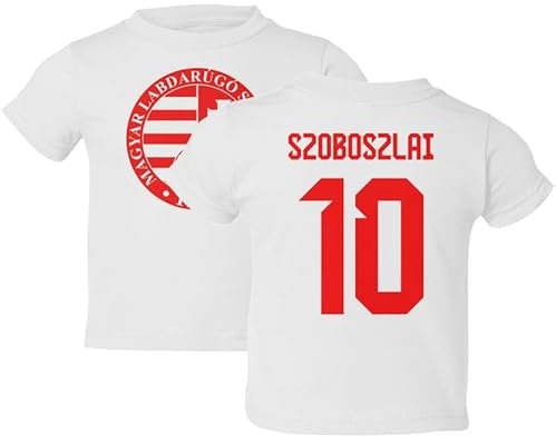 Szoboszlai 10 Jersey-Stil - Ungarn-Fußballfan Kleinkind-T-Shirt (Weiß, 4T)