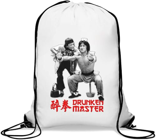 Drunken Master Kung Fu Horse Stance Gym Sack Casual Drawstring Bag White, weiß, Einheitsgröße