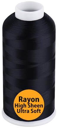 Simthread Filo da Ricamo in Rayon 5000m 40wt 100% Viscosa per Macchine da Cucire Uso Professionale e Domestico, Nero