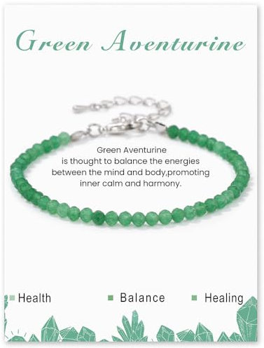 APMGONT Naturstein Armband für Damen, 3mm Natürliches Edelstein Armbänder Perlen Armband Yoga Kleine Facettierte Armbänder Geschenk für Frauen Mädchen (Grüner Aventurin)
