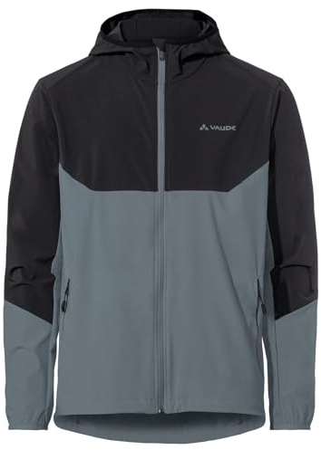 VAUDE Herren Softshelljacke Men's Moab IV -Winddichte MTB-Jacke mit Kapuze, Atmungsaktiv & Wasserabweisend, black/heron, M