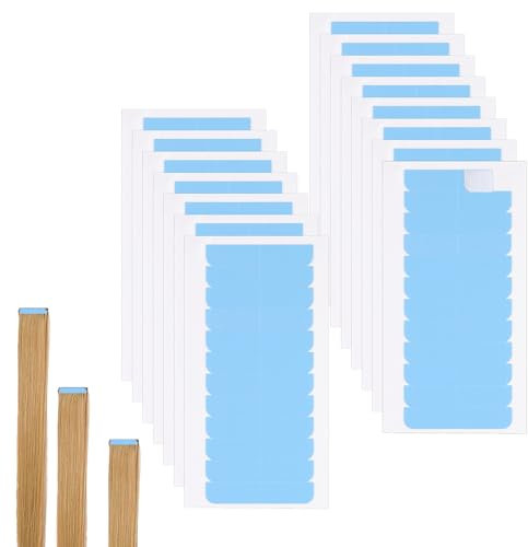 180 Stück Tape Extensions Kleber, 10 * 5.2cm Blau Tape Extensions Echthaar Hohe Klebekraft Tapes Klebestreifen Extensions Schweißfes Perückenband Wasserdicht Ersatztapes für Tape in Hair Extensions
