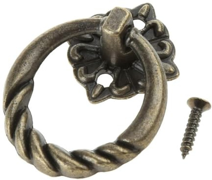 QIUMING 4Pcs Retro Metall Schrank Schrank Tür Zieht Vintage Ring Zieht Kleiderschrank Holz Box Griff Schublade Knopf Haushalt
