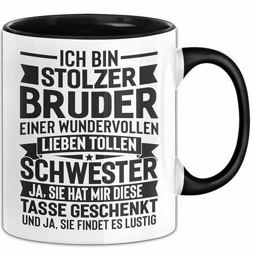 Bruder Geschenk Tasse Lustig Geschenkidee Für Besten Bruder (Schwarz)