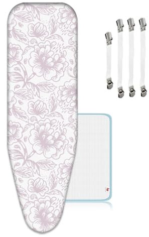 ZJBKX Housse pour Table à Repasser 150x50cm, Convient Aux Fers A Vapeur, Housse De Table A Repasser avec 4 Tendeurs, 1 Toile A Repasser