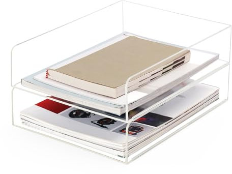 AZFUNN Transparente Acryl-Papierablage, A4, Aktenordner, stapelbarer Papierhalter, Schreibtisch-Aufbewahrung, Organisation für Bürobedarf, Buchstift (Länge)