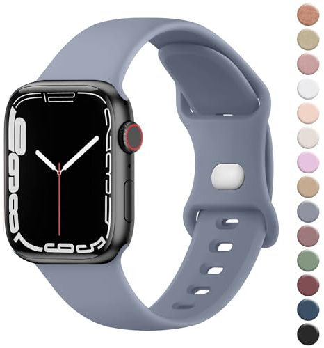 Strap for Apple Watch Straps 42mm 41mm 40mm 38mm for Women Men, Soft Silicone Sport Band for iWatch Series 10 9 8 7 SE 6 5 4 3 2 1 Ultra (Blue grey,38mm/40mm/41mm/42mm(Series 10))