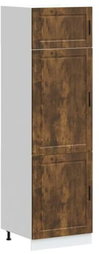 vidaXL Kitchen Cupboard Porto - Smoked Oak Modern Engineered Wood Storage Cabinet with Adjustable Feet, 60x57x207 cm